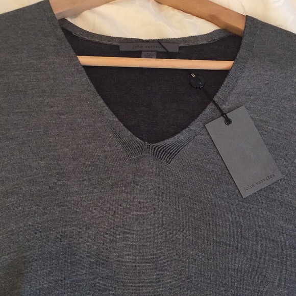 John Varvatos Cotton/Silk Heather Grey Sweater - Picture 4 of 7